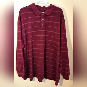 ⭐️Van Heusen Men's Burgundy Striped Polo Shirt Size 3XL